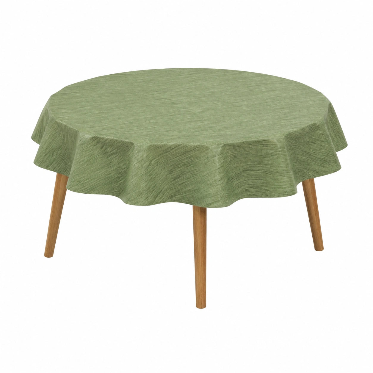 Wachstuchtischdecke Rund 140 cm in Leinenoptik Grün, Abwaschbar und Pflegeleicht