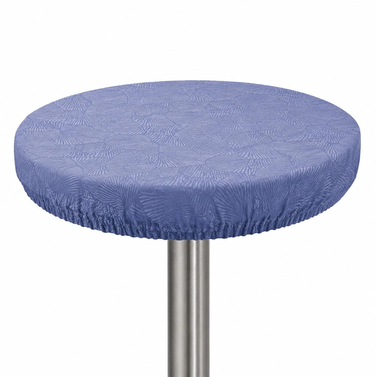 Runde Elastische Wachstuch Tischdecke - Wasserdicht & Abwischbar für Garten & Küche, Nordisches Blatt Design, Blau, 120cm