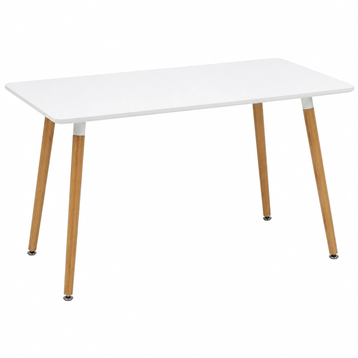 Moderner skandinavischer Esstisch aus MDF und Bambus für 4 Personen, weiß/Natur, 75x110x70 cm