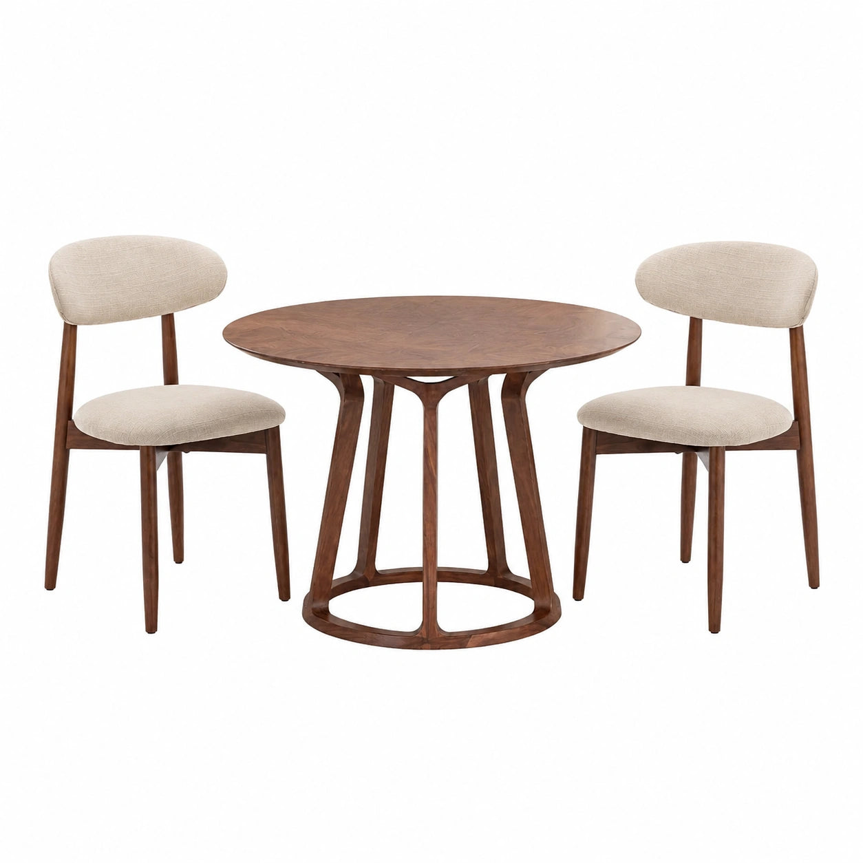 Moderne COLAMY Esszimmerstühle, 2er Set Polsterstühle mit Holzbeinen, Beige