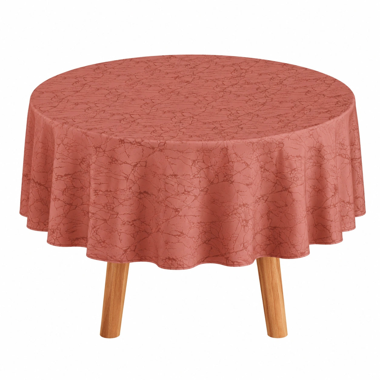 Runde Tischdecke 150x150 cm, Altrosa, Abwaschbar, Marmoroptik, Für Innen und Außen