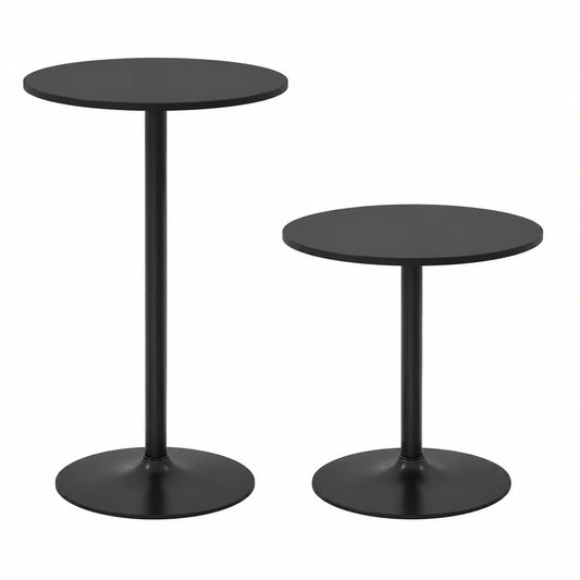 Höhenverstellbarer 2-in-1 Bistrotisch Ø 60 cm, rund, für Innen und Außen, Schwarz