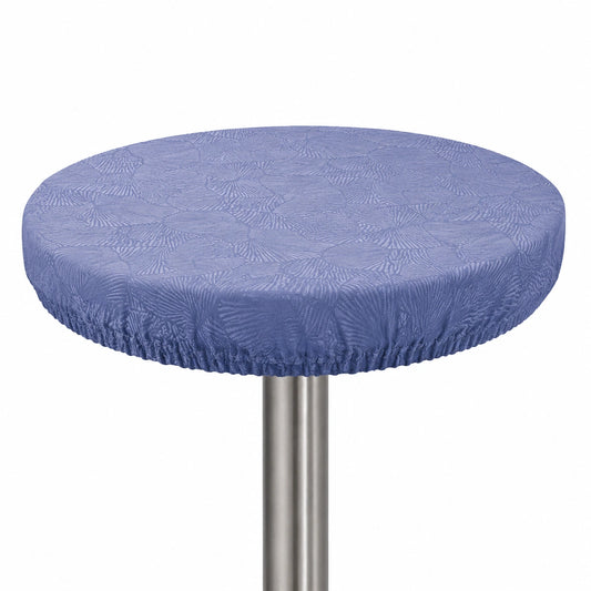 Runde Elastische Wachstuch Tischdecke - Wasserdicht & Abwischbar für Garten & Küche, Nordisches Blatt Design, Blau, 120cm