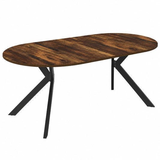 Runder Ausziehtisch ALIX für 4-10 Personen, Dunkles Holz und Schwarze Beine, 110-200 cm