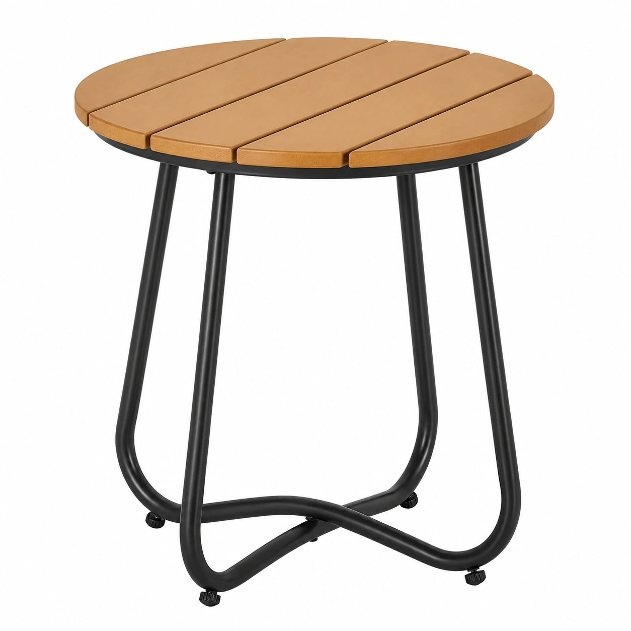Eleganter Outsunny Runder Gartentisch mit Verstellbaren Füßen, Braun, Ø49 x 48H cm