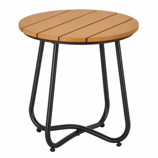 Eleganter Outsunny Runder Gartentisch mit Verstellbaren Füßen, Braun, Ø49 x 48H cm