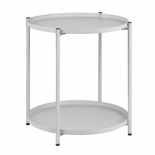 Runder Metall-Beistelltisch mit Stauraum und abnehmbaren Tischplatten