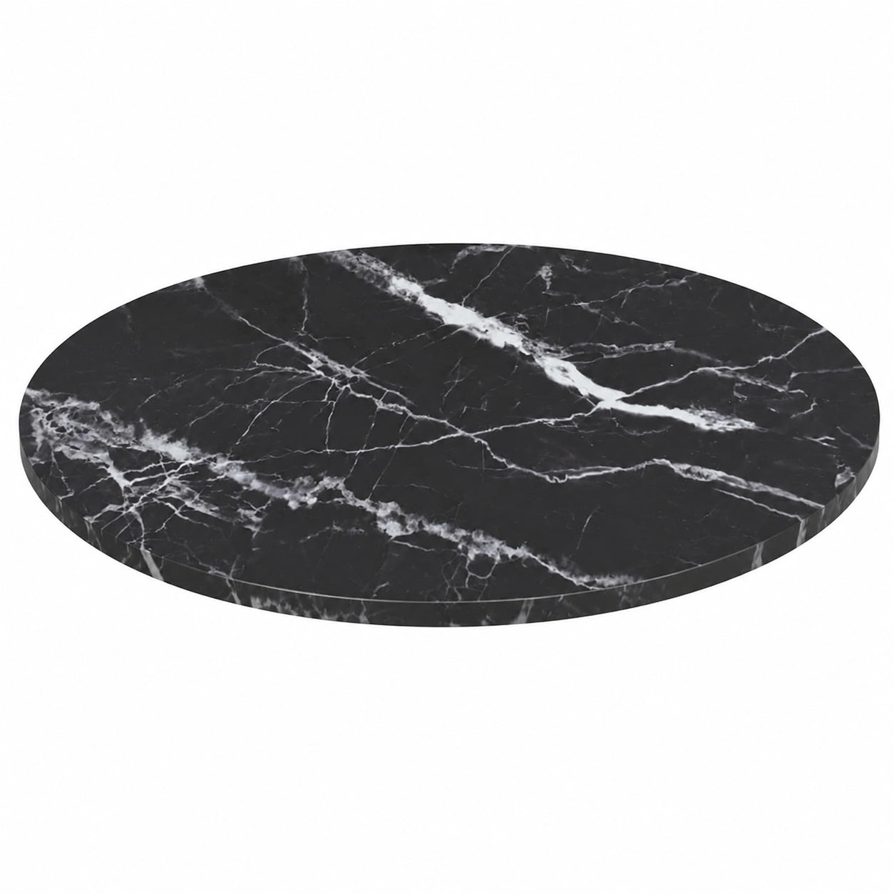 Schwarze Marmoroptik Glas Tischplatte für Esstisch oder Couchtisch, 70x0,8cm Hartglas