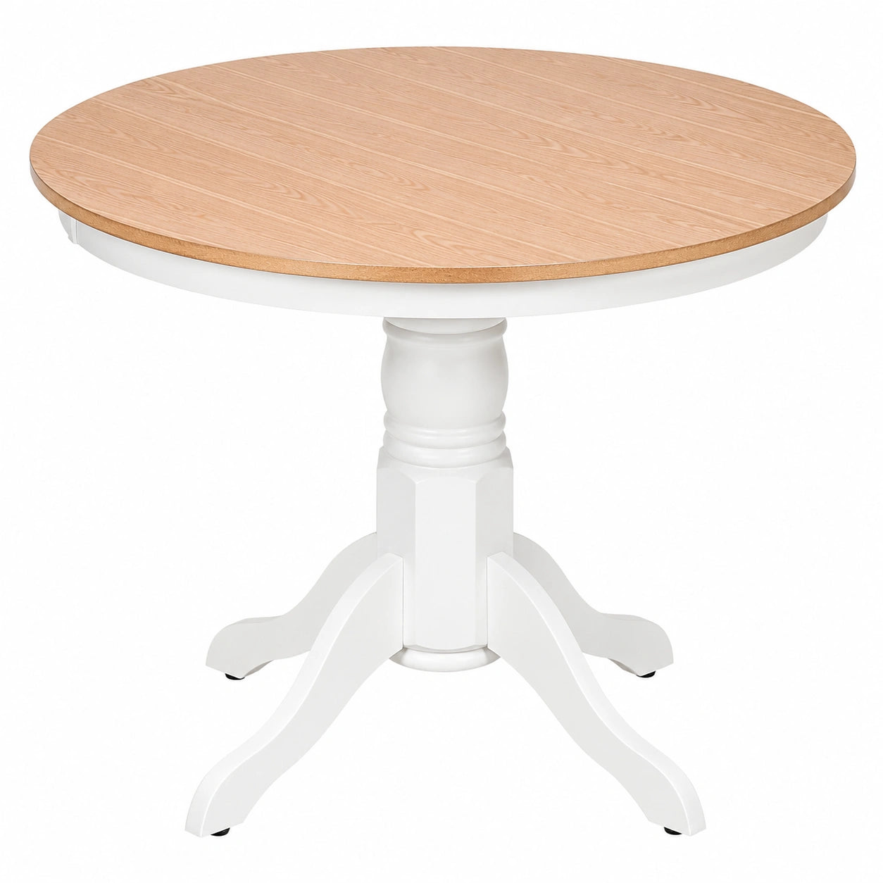 Runder Esstisch Akron für 4 Personen, helle Esche, Ø 100 cm, mittleres Holzgestell