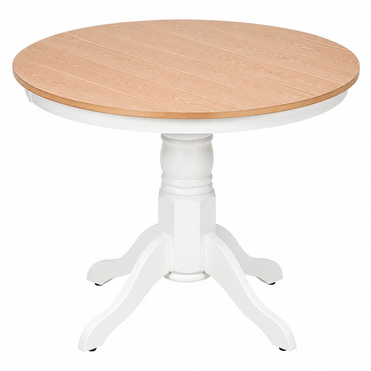Runder Esstisch Akron für 4 Personen, helle Esche, Ø 100 cm, mittleres Holzgestell