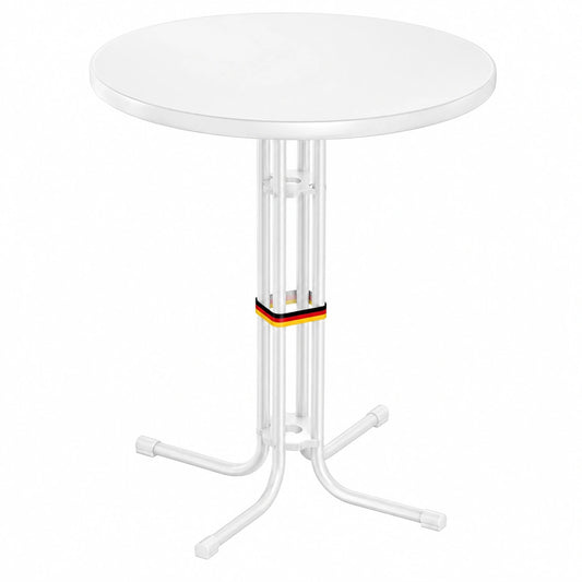 KESSER® Klappbarer Stehtisch 2er Set Ø60cm, Bistrotisch mit Husse, ideal für Garten und Veranstaltungen, wetterfest, Weiß