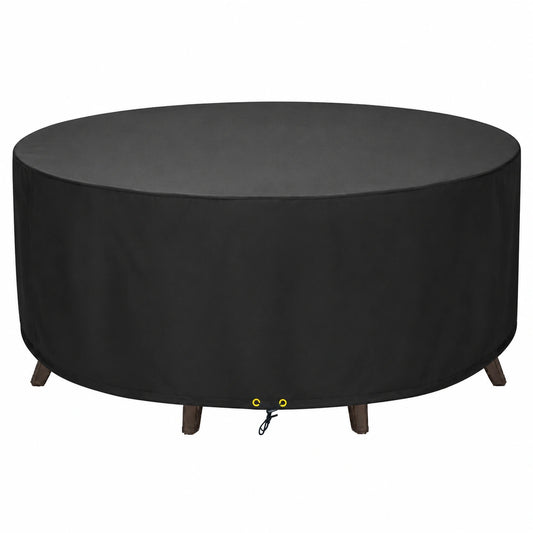 Runde Gartentischabdeckung Wasserdicht 420D Oxford UV Schutz, Windfeste Plane für Möbelsets, Ø 130x70 cm
