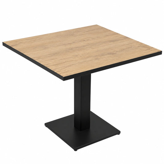 Quadratischer SERVAL Tisch mit zentralem Fuß - Aspen Eiche, 60/70/80 cm, Schwarz