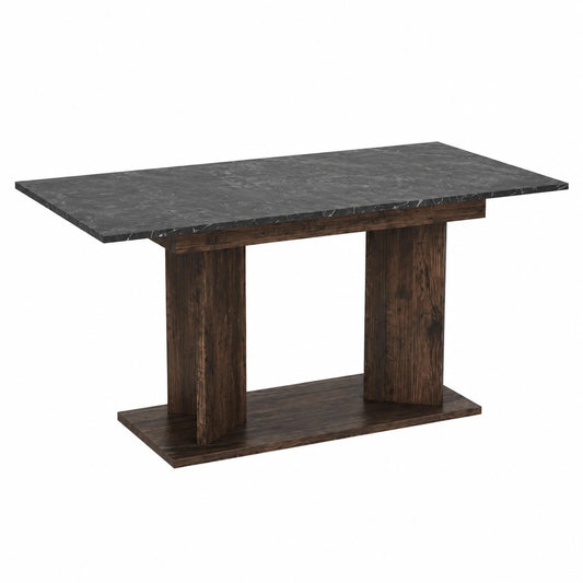 Ausziehbarer Esstisch Vivian, 120-160x80 cm, für 4-6 Personen, skandinavisches Design, Marmoroptik