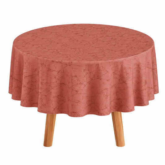 Runde Tischdecke 150x150 cm, Altrosa, Abwaschbar, Marmoroptik, Für Innen und Außen