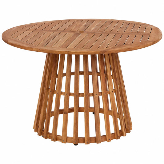 Runder Gartentisch aus Akazienholz, 120 cm, Lattenoptik, robustes Design