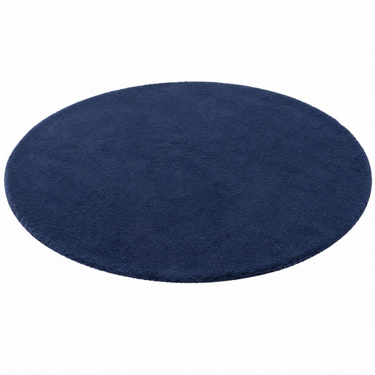 Wecon Home Gemütlicher Hochflor-Teppich, Rund 150 cm, Dunkelblau - Elegant für Wohnzimmer und Schlafzimmer
