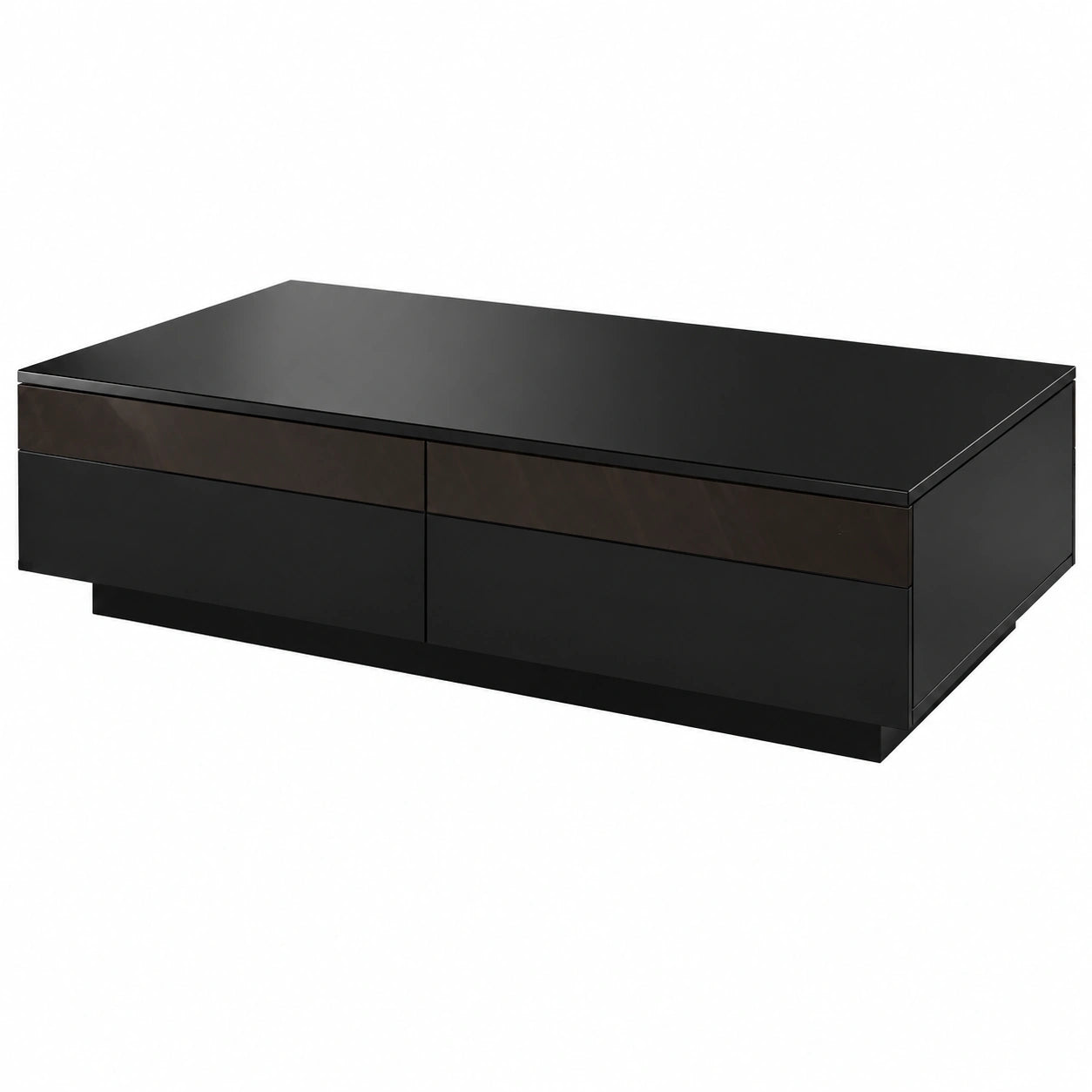 Moderner Schwarzer Couchtisch mit Hochglanz und Viel Stauraum, 4 Schubladen - Perfekt für Wohnzimmer & Büro 95x60x31 cm