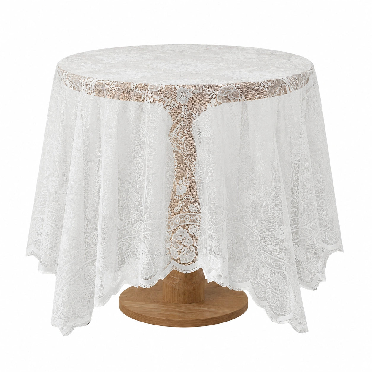 Runde Tischdecke aus weißer Spitze, Vintage besticktes Blumenmuster, elegantes Overlay für Hochzeit, Bankett oder Party, Durchmesser 150 cm